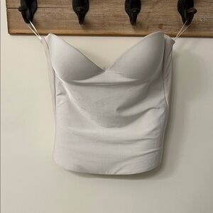 David's Bridal White Strapless Bustier Top